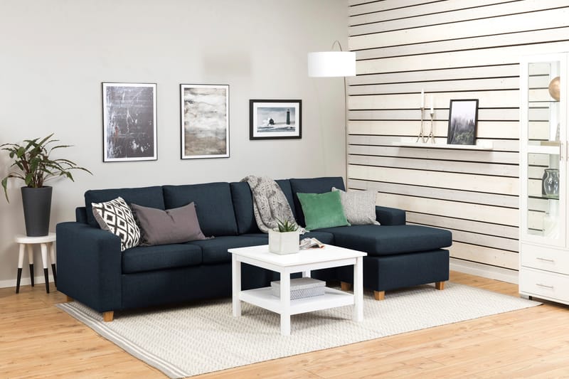 Crazy 4-seters Vendbar L-formet Sjeselongsofa i Stoff - Blå - Møbler - Sofaer - Sofa med sjeselong