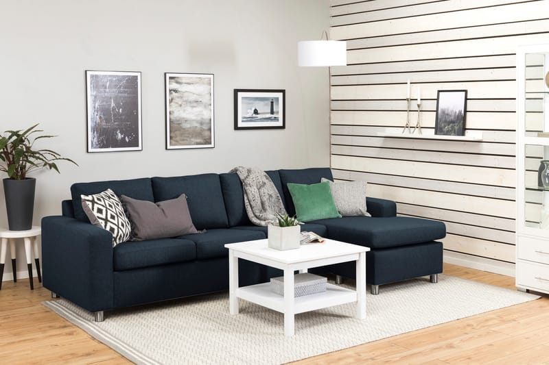 Crazy 4-seters Vendbar L-formet Sjeselongsofa i Stoff - Blå - Møbler - Sofaer - Sofa med sjeselong