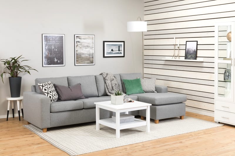 Crazy 4-seters Vendbar L-formet Sjeselongsofa i Stoff - Grå - Møbler - Sofaer - Sofa med sjeselong