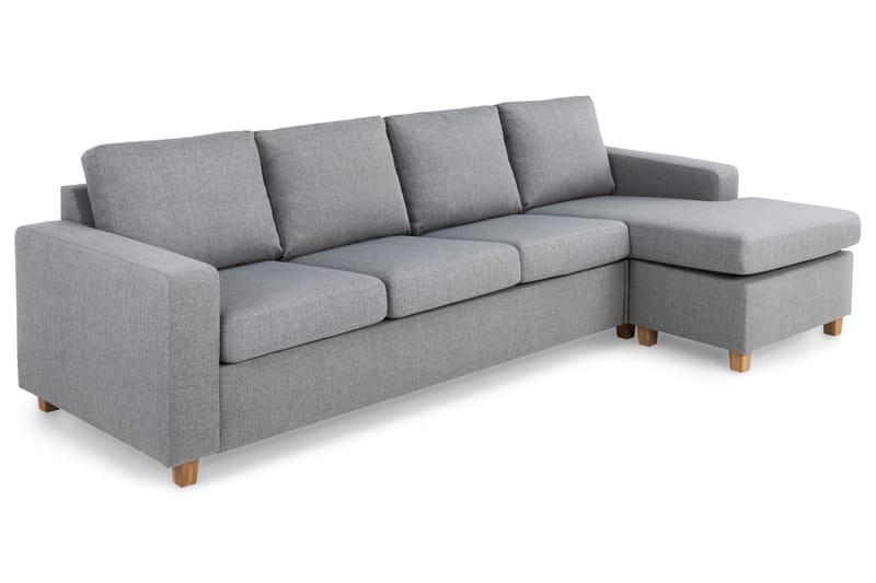 Crazy 4-seters Vendbar L-formet Sjeselongsofa i Stoff - Grå - Møbler - Sofaer - Sofa med sjeselong