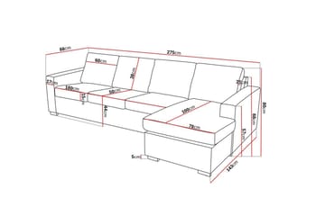 Crazy 4-seters Vendbar L-formet Sjeselongsofa i Stoff - Grå - Møbler - Sofaer - Sofa med sjeselong