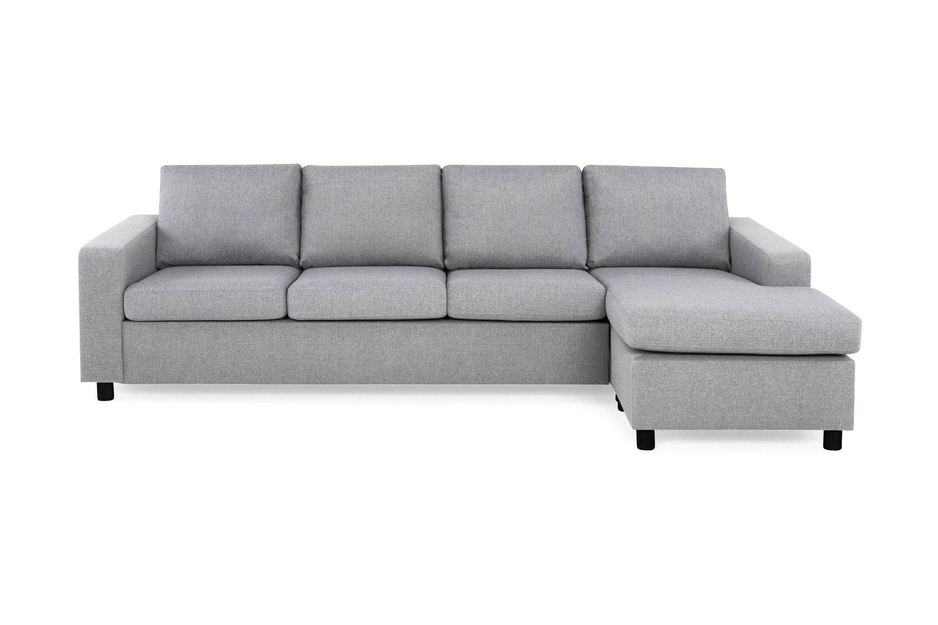 Crazy 4-seters Vendbar L-formet Sjeselongsofa i Stoff - Grå - Møbler - Sofaer - Sofa med sjeselong