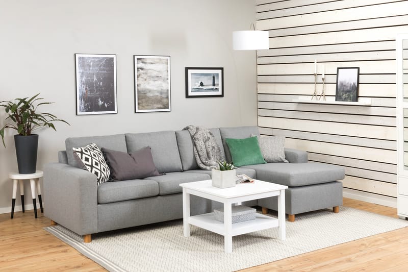 Crazy 4-seters Vendbar L-formet Sjeselongsofa i Stoff - Grå - Møbler - Sofaer - Sofa med sjeselong
