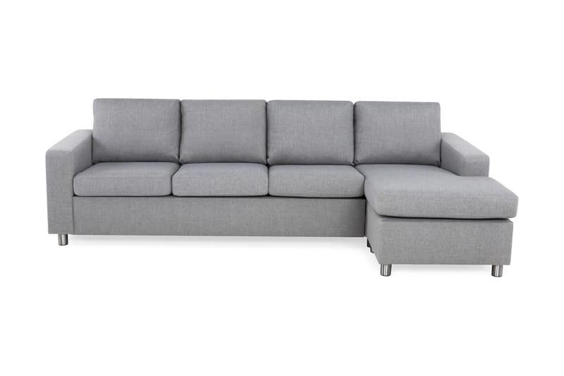Crazy 4-seters Vendbar L-formet Sjeselongsofa i Stoff - Grå - Møbler - Sofaer - Sofa med sjeselong