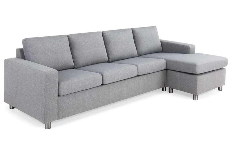 Crazy 4-seters Vendbar L-formet Sjeselongsofa i Stoff - Grå - Møbler - Sofaer - Sofa med sjeselong