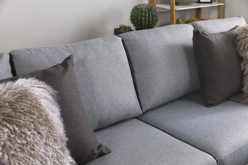 Crazy 4-seters Vendbar L-formet Sjeselongsofa i Stoff - Grå - Møbler - Sofaer - Sofa med sjeselong - 4 seters sofa med divan