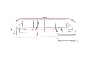 Crazy 4-seters Vendbar L-formet Sjeselongsofa i Stoff - Grå - Møbler - Sofaer - Sofa med sjeselong