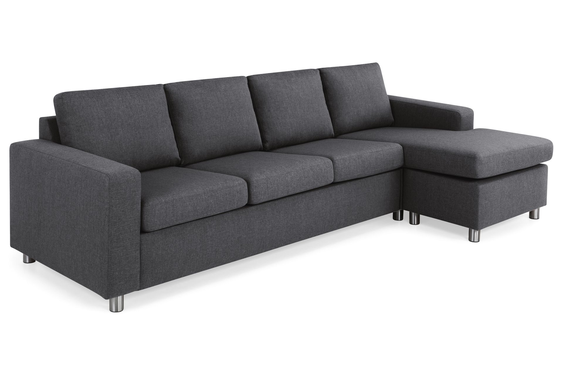 Crazy 4-seters Vendbar L-formet Sjeselongsofa i Stoff - Mørk grå - Møbler - Sofaer - Sofa med sjeselong