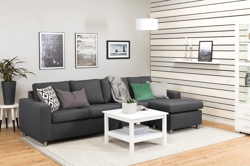 Crazy 4-seters Vendbar L-formet Sjeselongsofa i Stoff - Mørk grå - Møbler - Sofaer - Sofa med sjeselong