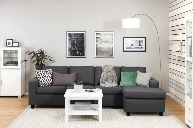 Crazy 4-seters Vendbar L-formet Sjeselongsofa i Stoff - Mørk grå - Møbler - Sofaer - Sofa med sjeselong - 4 seters sofa med divan