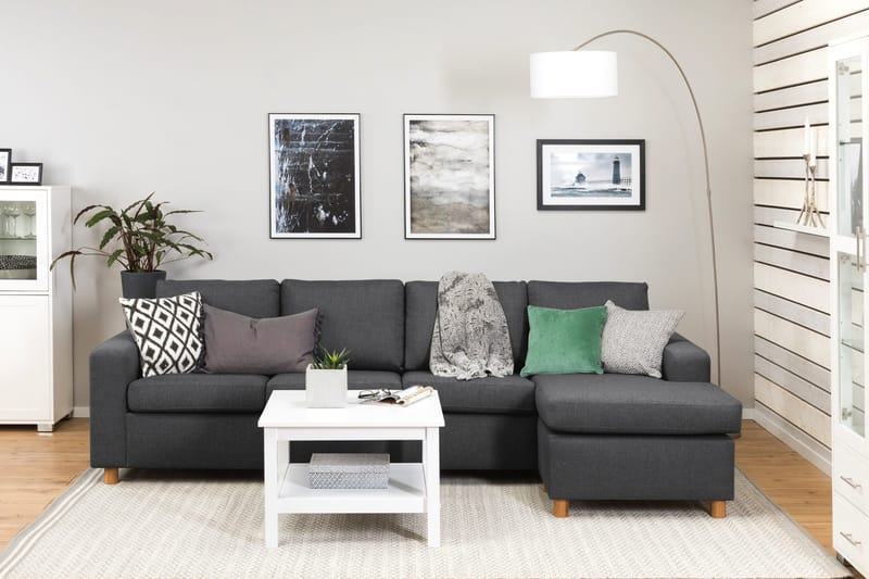 Crazy 4-seters Vendbar L-formet Sjeselongsofa i Stoff - Mørk grå - Møbler - Sofaer - Sofa med sjeselong - 4 seters sofa med divan