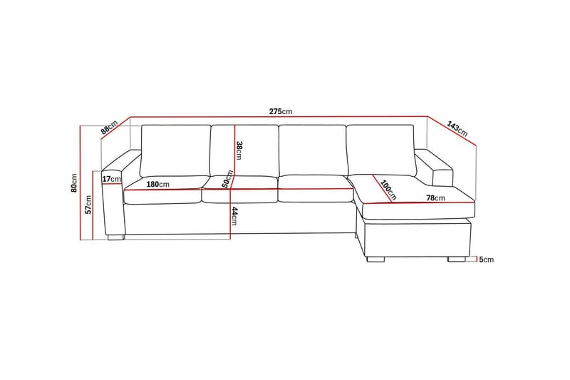 Crazy 4-seters Vendbar L-formet Sjeselongsofa i Stoff - Mørk grå - Møbler - Sofaer - Sofa med sjeselong