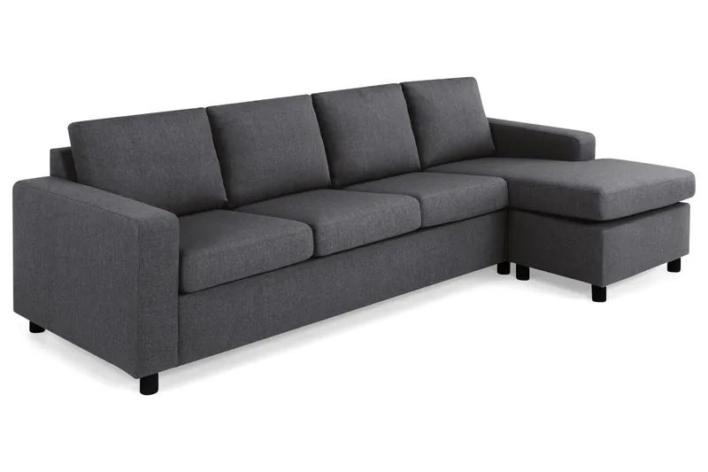 Crazy 4-seters Vendbar L-formet Sjeselongsofa i Stoff - Mørk grå - Møbler - Sofaer - Sofa med sjeselong - 4 seters sofa med divan