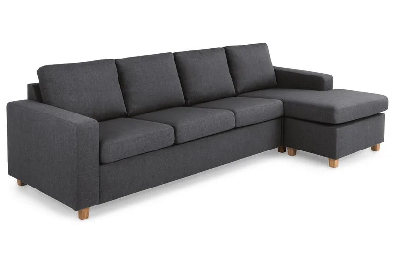 Crazy 4-seters Vendbar L-formet Sjeselongsofa i Stoff - Mørk grå - Møbler - Sofaer - Sofa med sjeselong - 4 seters sofa med divan