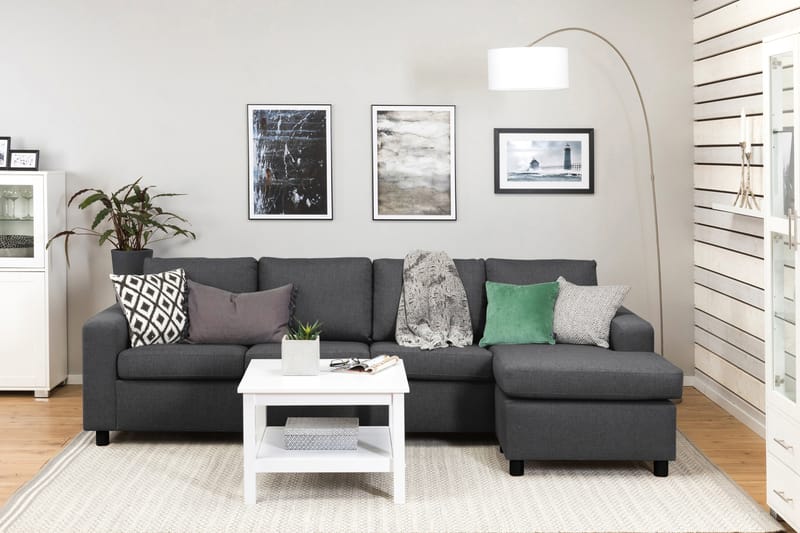 Crazy 4-seters Vendbar L-formet Sjeselongsofa i Stoff - Mørk grå - Møbler - Sofaer - Sofa med sjeselong