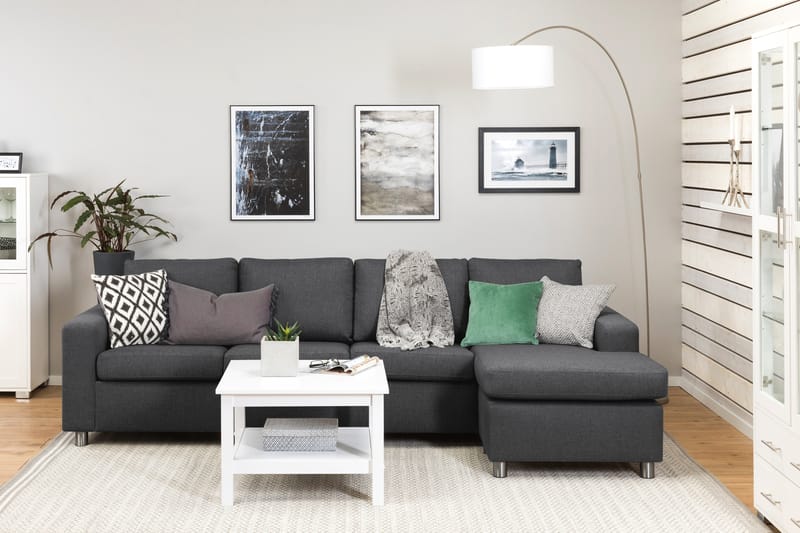 Crazy 4-seters Vendbar L-formet Sjeselongsofa i Stoff - Mørk grå - Møbler - Sofaer - Sofa med sjeselong