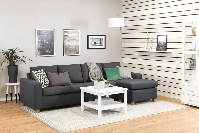 Crazy 4-seters Vendbar L-formet Sjeselongsofa i Stoff - Mørk grå - Møbler - Sofaer - Sofa med sjeselong - 4 seters sofa med divan