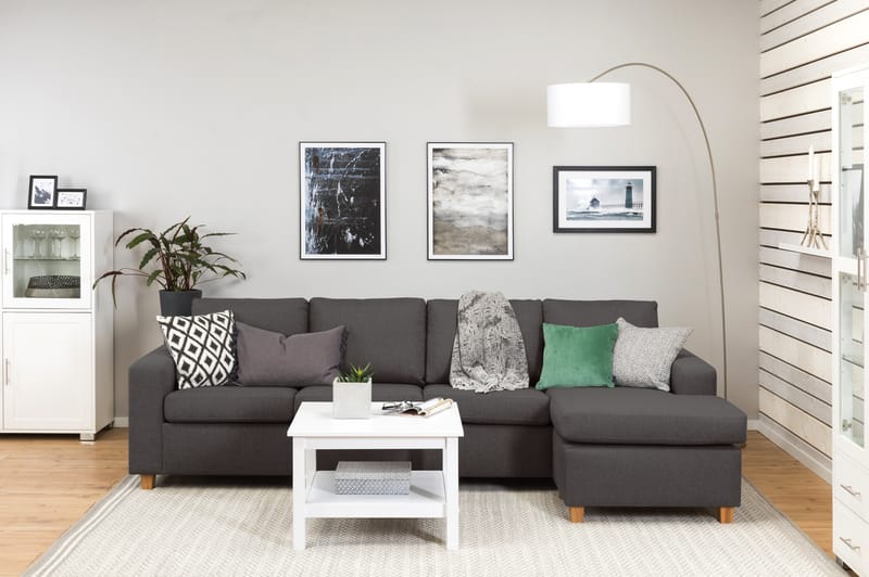 Crazy 4-seters Vendbar L-formet Sjeselongsofa i Stoff - Mørk grå - Møbler - Sofaer - Sofa med sjeselong