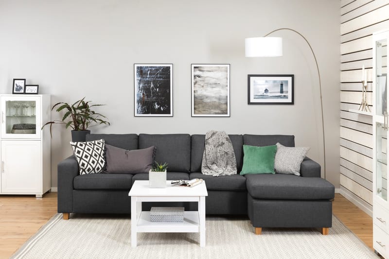 Crazy 4-seters Vendbar L-formet Sjeselongsofa i Stoff - Mørk grå - Møbler - Sofaer - Sofa med sjeselong