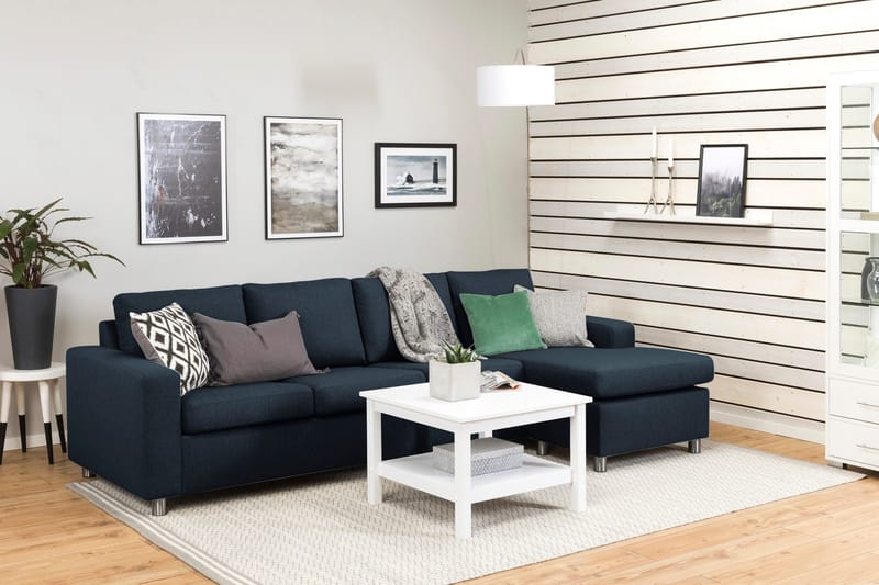 Crazy 4-seters Vendbar L-formet Sjeselongsofa i Stoff - Mørkeblå - Møbler - Sofaer - Sofa med sjeselong