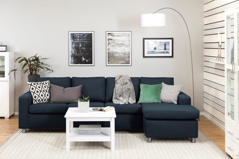 Crazy 4-seters Vendbar L-formet Sjeselongsofa i Stoff - Mørkeblå - Møbler - Sofaer - Sofa med sjeselong