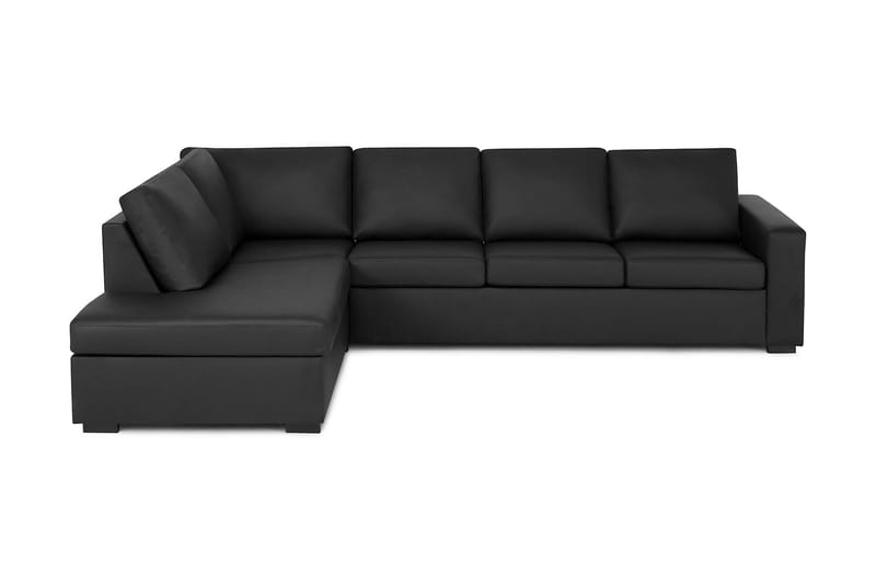 Crazy 4-seters Venstrevendt L-formet Sjeselongsofa i Kunstlær - Svart - Møbler - Sofaer - Sofa med sjeselong