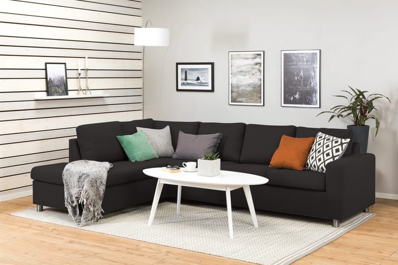 Crazy 4-seters Venstrevendt L-formet Sjeselongsofa i Stoff - Antrasitt - Møbler - Sofaer - Sofa med sjeselong