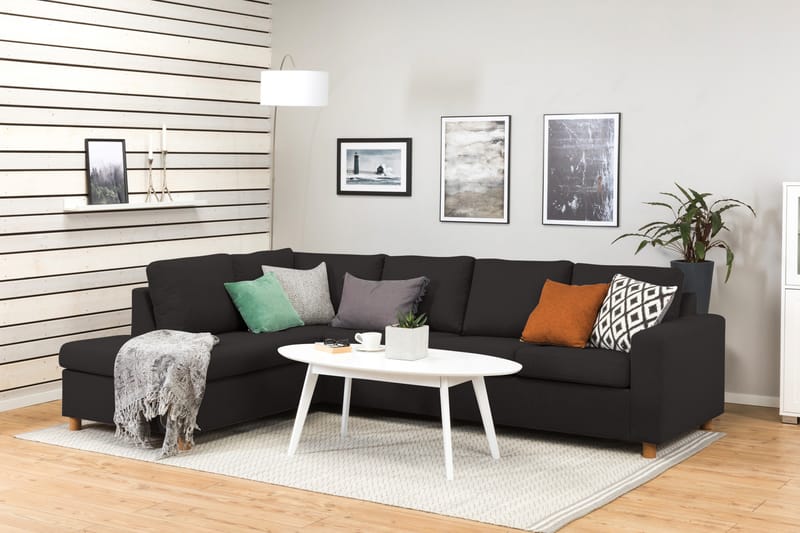 Crazy 4-seters Venstrevendt L-formet Sjeselongsofa i Stoff - Antrasitt - Møbler - Sofaer - Sofa med sjeselong
