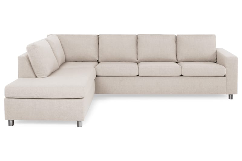 Crazy 4-seters Venstrevendt L-formet Sjeselongsofa i Stoff - Beige - Møbler - Sofaer - Sofa med sjeselong - 3 seters sofa med divan