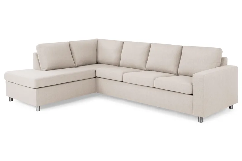 Crazy 4-seters Venstrevendt L-formet Sjeselongsofa i Stoff - Beige - Møbler - Sofaer - Sofa med sjeselong - 3 seters sofa med divan