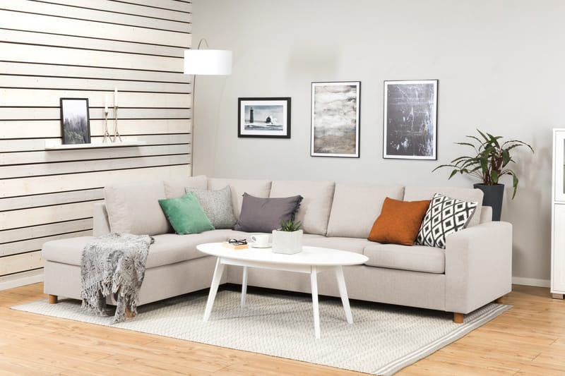 Crazy 4-seters Venstrevendt L-formet Sjeselongsofa i Stoff - Beige - Møbler - Sofaer - Sofa med sjeselong