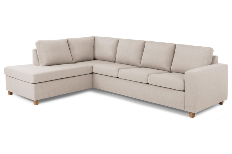 Crazy 4-seters Venstrevendt L-formet Sjeselongsofa i Stoff - Beige - Møbler - Sofaer - Sofa med sjeselong - 3 seters sofa med divan
