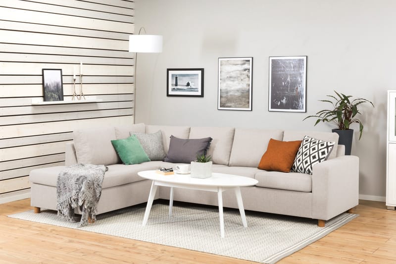 Crazy 4-seters Venstrevendt L-formet Sjeselongsofa i Stoff - Beige - Møbler - Sofaer - Sofa med sjeselong
