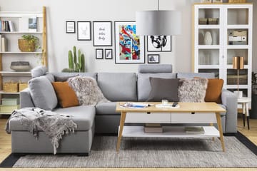 Crazy 4-seters Venstrevendt L-formet Sjeselongsofa i Stoff - Grå - Møbler - Sofaer - Sofa med sjeselong