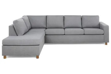 Crazy 4-seters Venstrevendt L-formet Sjeselongsofa i Stoff - Grå - Møbler - Sofaer - Sofa med sjeselong