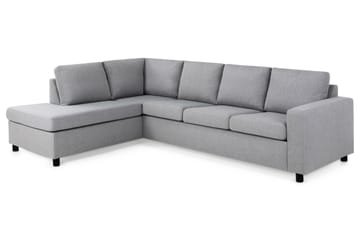 Crazy 4-seters Venstrevendt L-formet Sjeselongsofa i Stoff - Grå - Møbler - Sofaer - Sofa med sjeselong