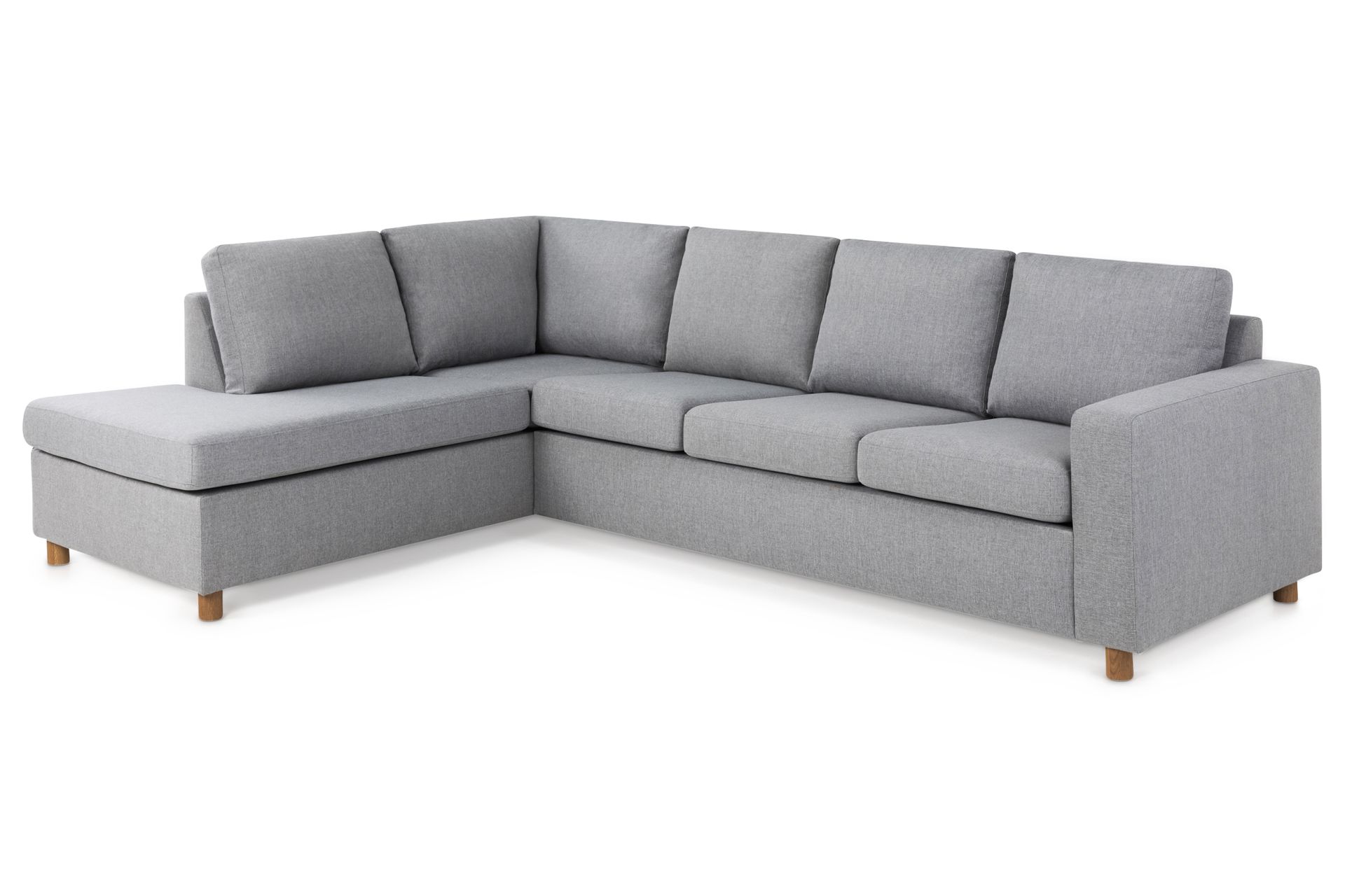 Crazy 4-seters Venstrevendt L-formet Sjeselongsofa i Stoff - Grå - Møbler - Sofaer - Sofa med sjeselong