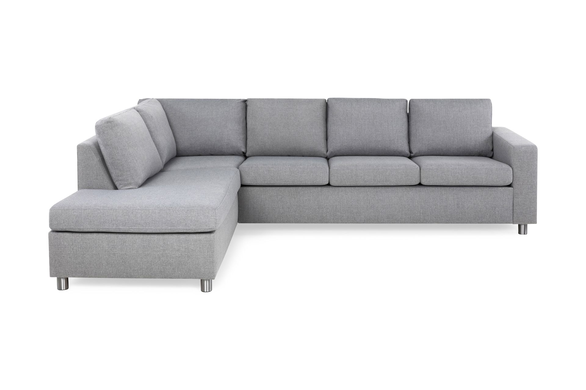 Crazy 4-seters Venstrevendt L-formet Sjeselongsofa i Stoff - Grå - Møbler - Sofaer - Sofa med sjeselong