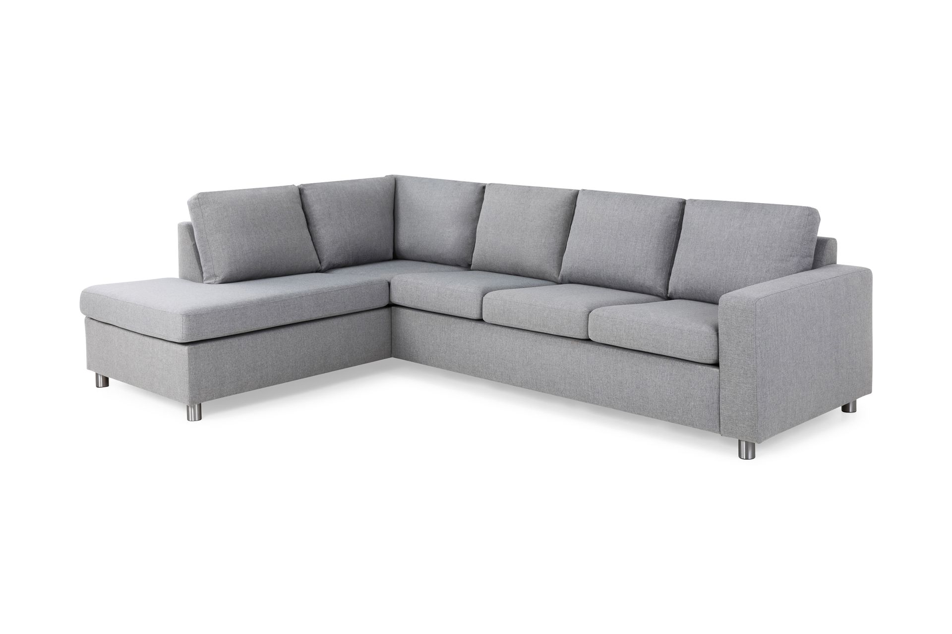 Crazy 4-seters Venstrevendt L-formet Sjeselongsofa i Stoff - Grå - Møbler - Sofaer - Sofa med sjeselong