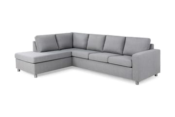 Crazy 4-seters Venstrevendt L-formet Sjeselongsofa i Stoff - Grå - Møbler - Sofaer - Sofa med sjeselong