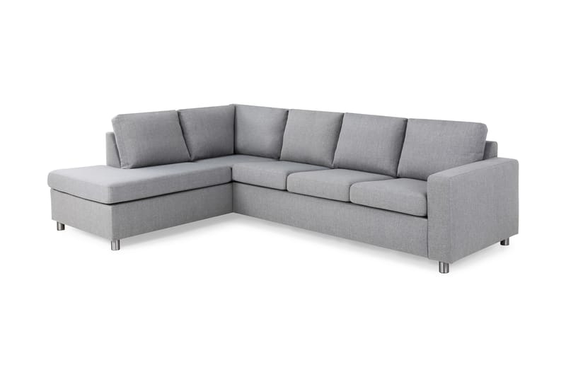 Crazy 4-seters Venstrevendt L-formet Sjeselongsofa i Stoff - Grå - Møbler - Sofaer - Sofa med sjeselong