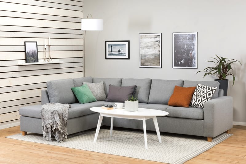 Crazy 4-seters Venstrevendt L-formet Sjeselongsofa i Stoff - Grå - Møbler - Sofaer - Sofa med sjeselong