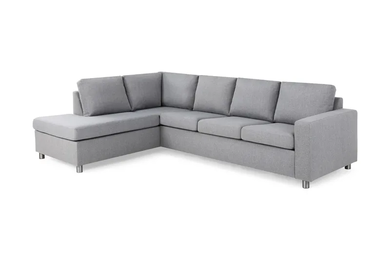 Crazy 4-seters Venstrevendt L-formet Sjeselongsofa i Stoff - Grå - Møbler - Sofaer - Sofa med sjeselong - 3 seters sofa med divan