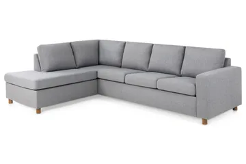 Crazy 4-seters Venstrevendt L-formet Sjeselongsofa i Stoff - Grå - Møbler - Sofaer - Sofa med sjeselong
