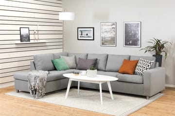 Crazy 4-seters Venstrevendt L-formet Sjeselongsofa i Stoff - Grå - Møbler - Sofaer - Sofa med sjeselong