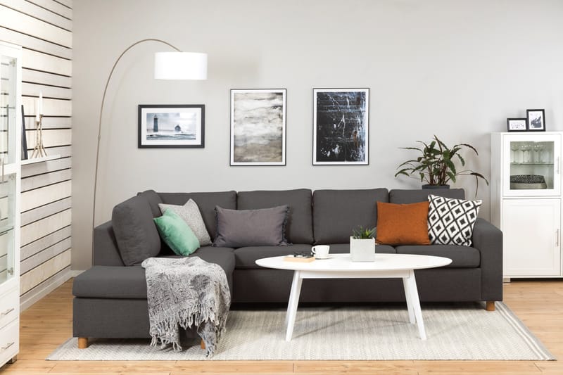 Crazy 4-seters Venstrevendt L-formet Sjeselongsofa i Stoff - Mørk grå - Møbler - Sofaer - Sofa med sjeselong