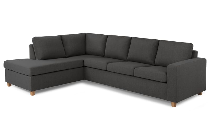 Crazy 4-seters Venstrevendt L-formet Sjeselongsofa i Stoff - Mørk grå - Møbler - Sofaer - Sofa med sjeselong - 3 seters sofa med divan