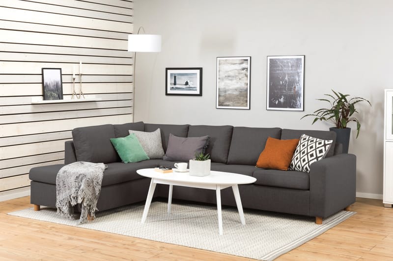 Crazy 4-seters Venstrevendt L-formet Sjeselongsofa i Stoff - Mørk grå - Møbler - Sofaer - Sofa med sjeselong