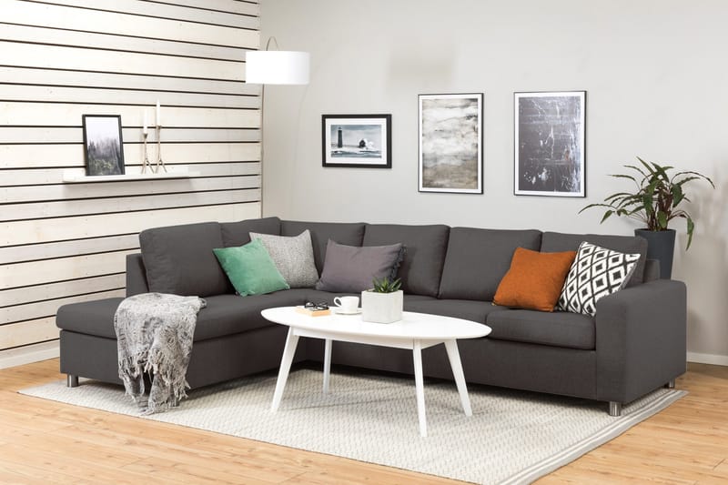Crazy 4-seters Venstrevendt L-formet Sjeselongsofa i Stoff - Mørk grå - Møbler - Sofaer - Sofa med sjeselong - 3 seters sofa med divan