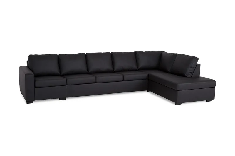 Crazy 5-seters Høyrevendt L-formet Sjeselongsofa i Kunstlær - Svart - Møbler - Sofaer - Sofa med sjeselong - 4 seters sofa med divan